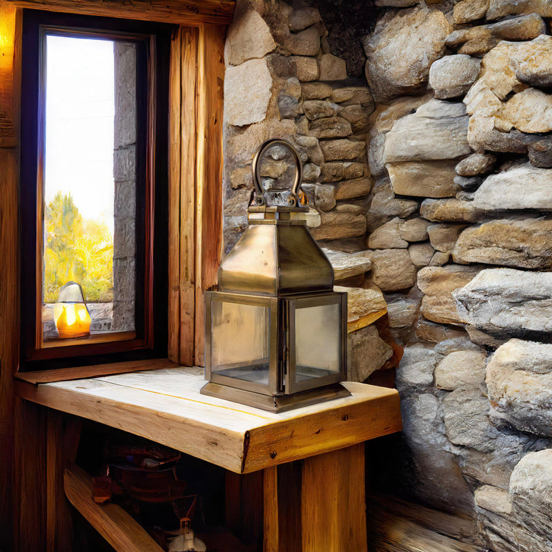 Vintage Lantern with Glass Panels