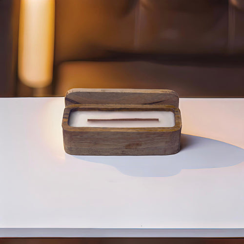 Aromatic Wooden Rectangle Paraffin Wax Candle
