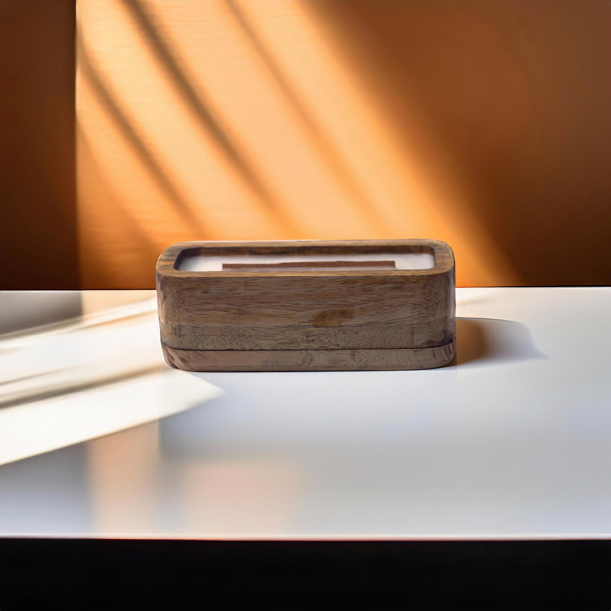 Aromatic Wooden Rectangle Paraffin Wax Candle