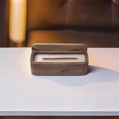 Aromatic Wooden Rectangle Paraffin Wax Candle