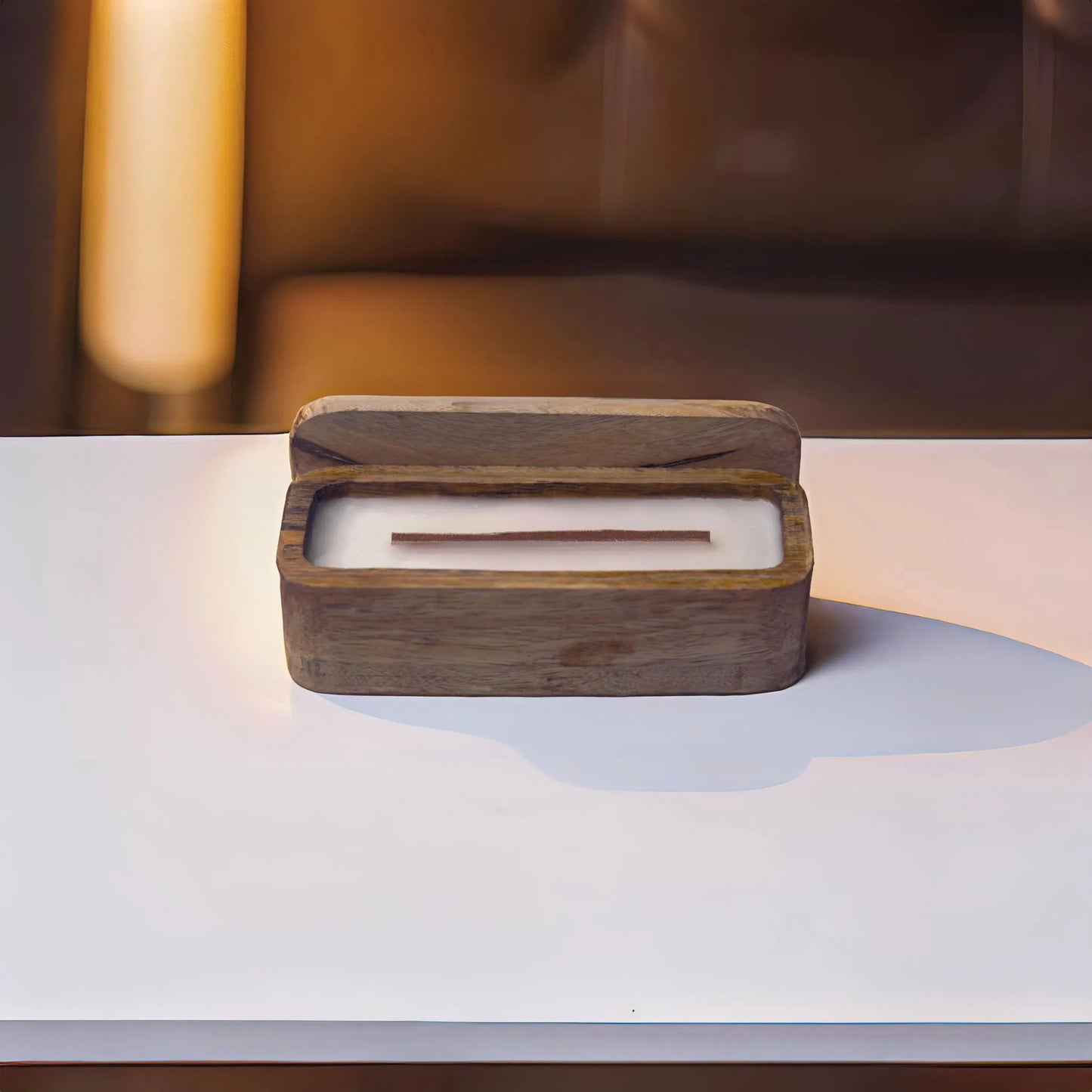 Aromatic Wooden Rectangle Paraffin Wax Candle
