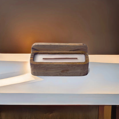 Aromatic Wooden Rectangle Paraffin Wax Candle