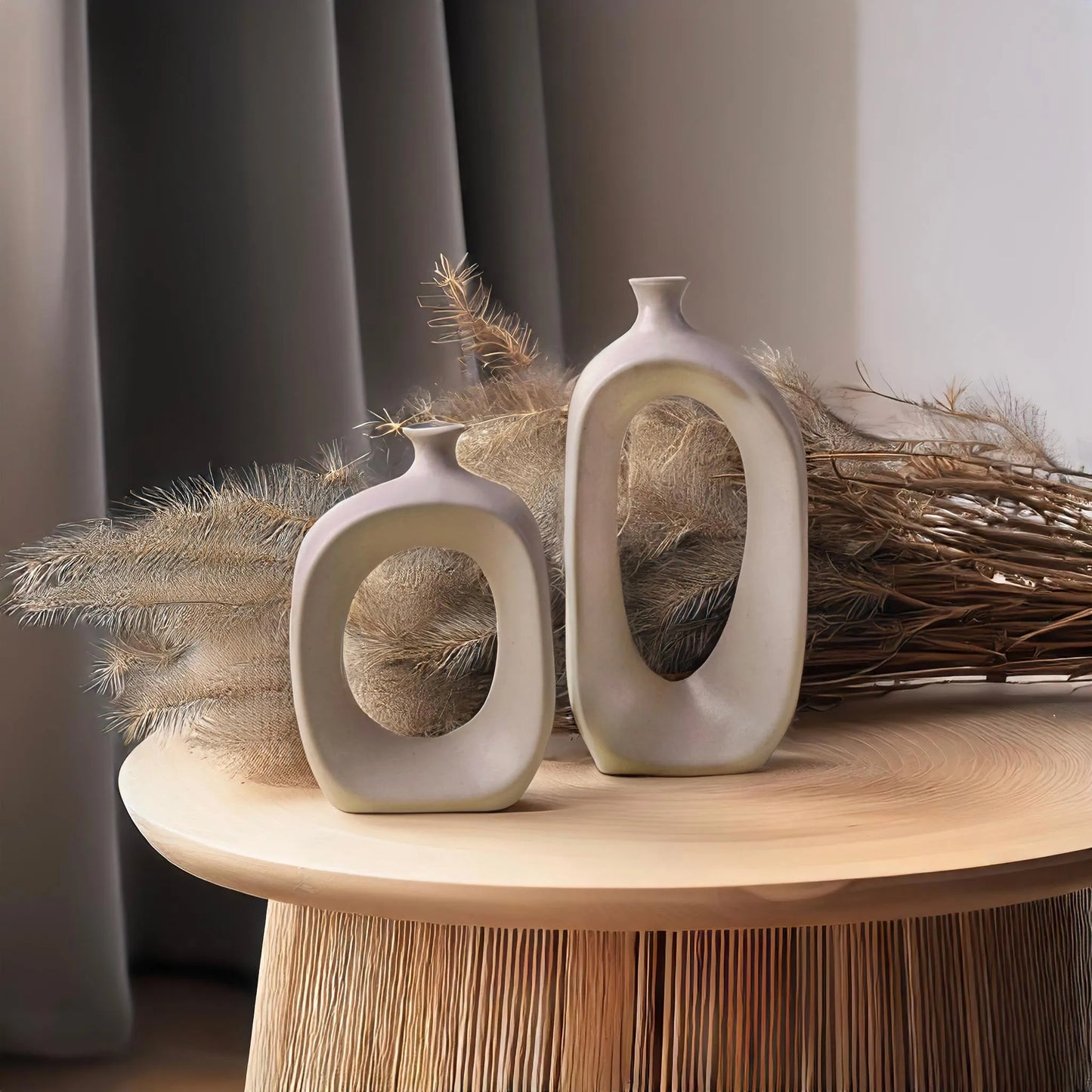 Ceramic Hollow Square Vase Set of 2